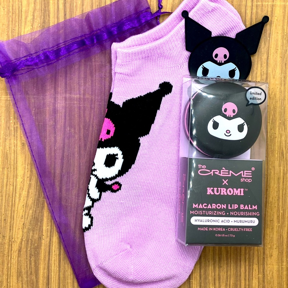 Sanrio Kuromi gift bundle w/ the creme shop lip balm and socks